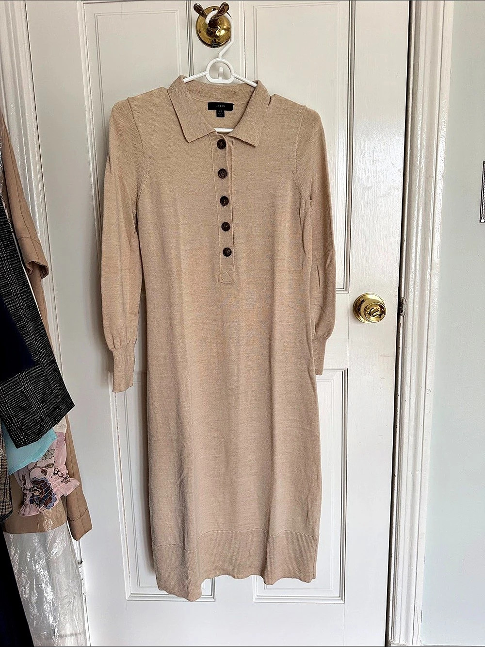 J.Crew Merino Wool Midi Dress in Beige Size